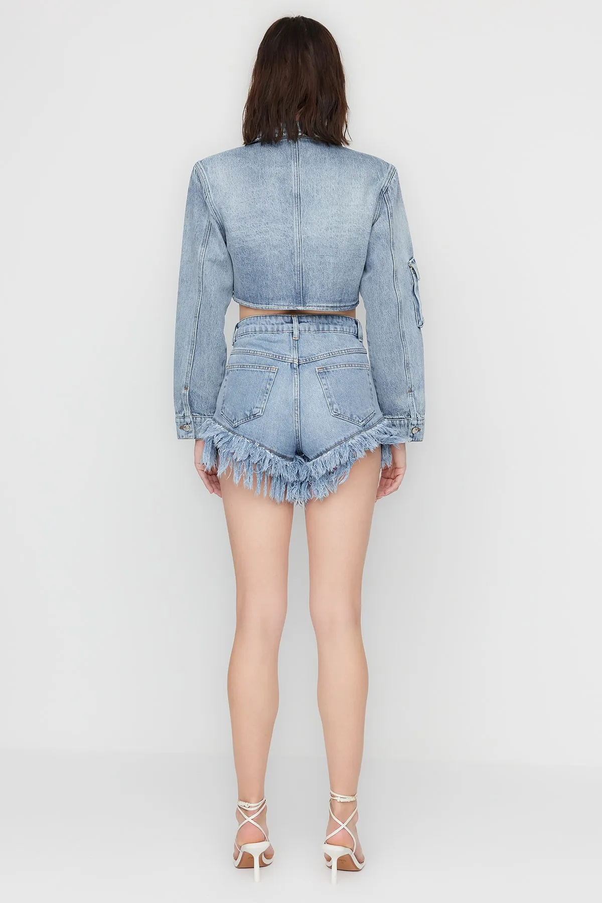 Trendyol Collection  Shorts - Blau - Hoher Bund
