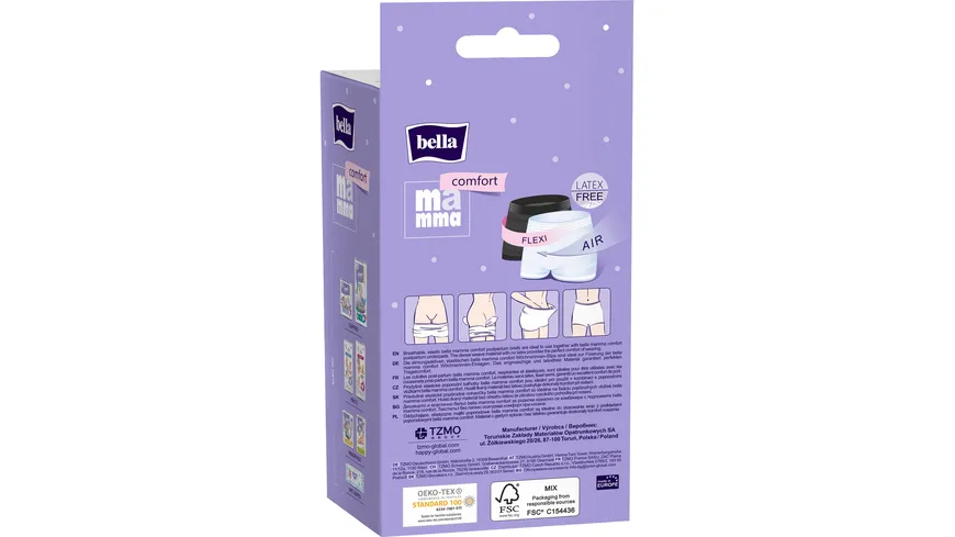 bella mamma Comfort Wöchnerinnen Slip schwarz, weiß