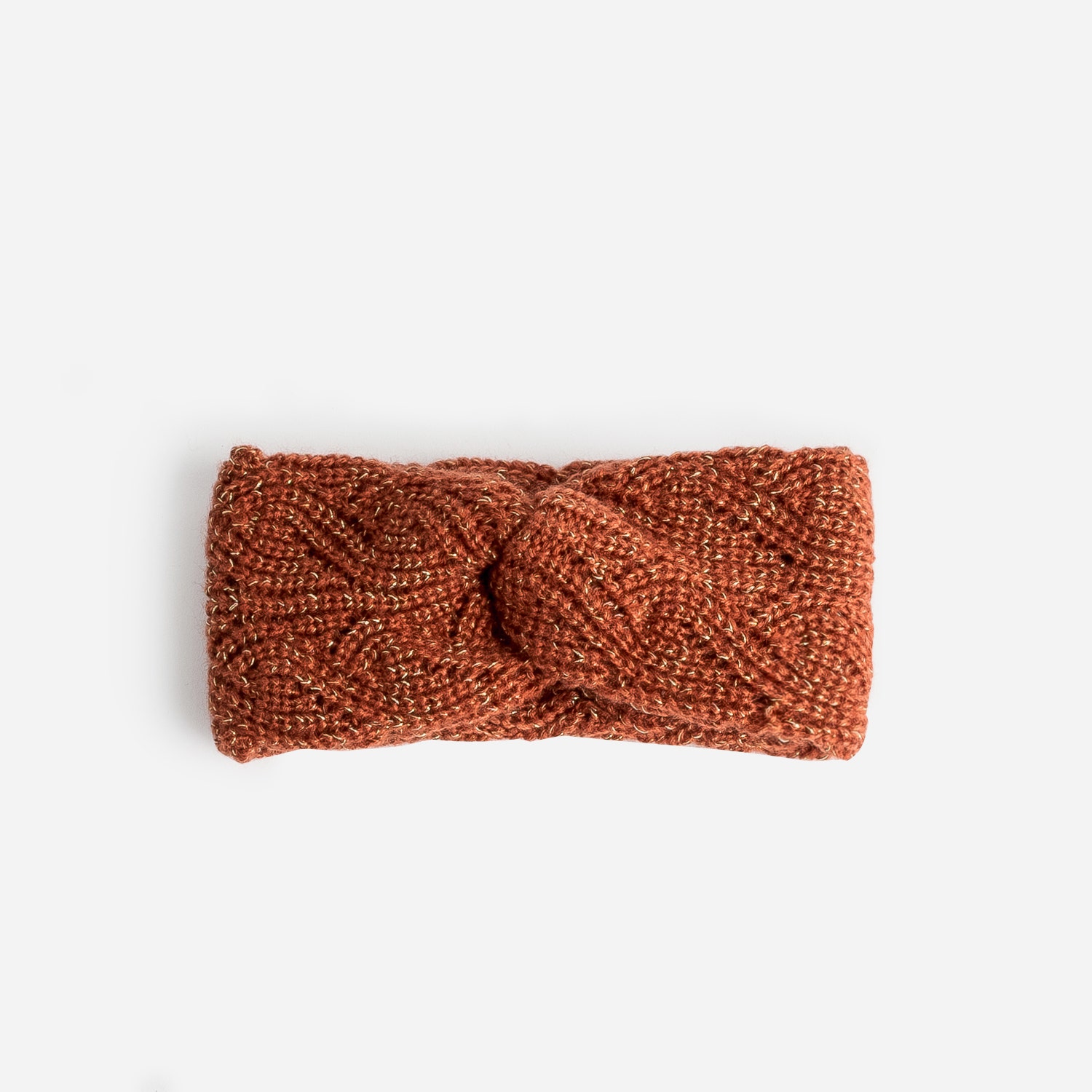 Bandeau orange en maille torsadée lurex