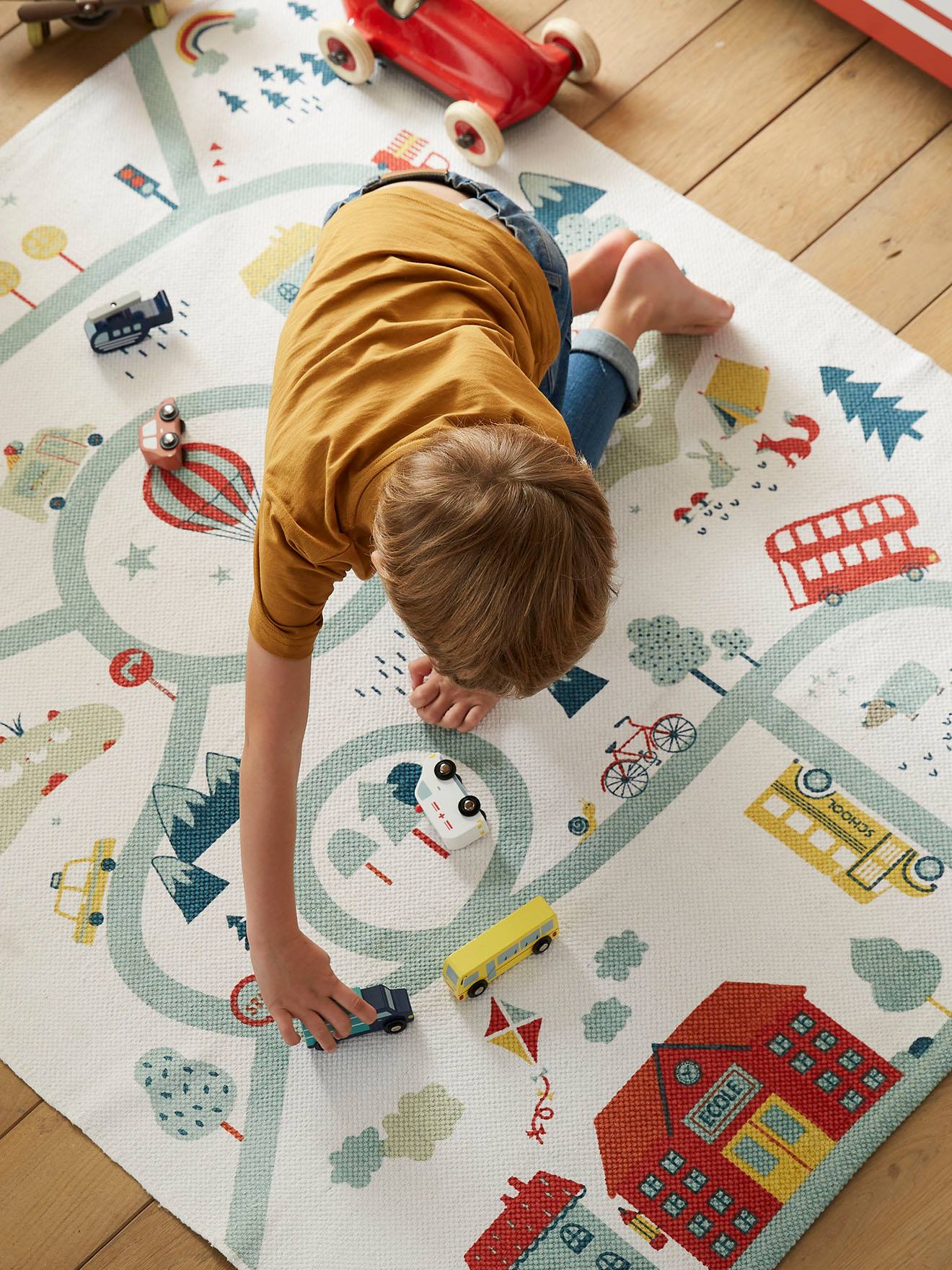Vertbaudet Kinderzimmer Spielteppich JOLIVILLE, Recycling-Baumwolle - wollweiß