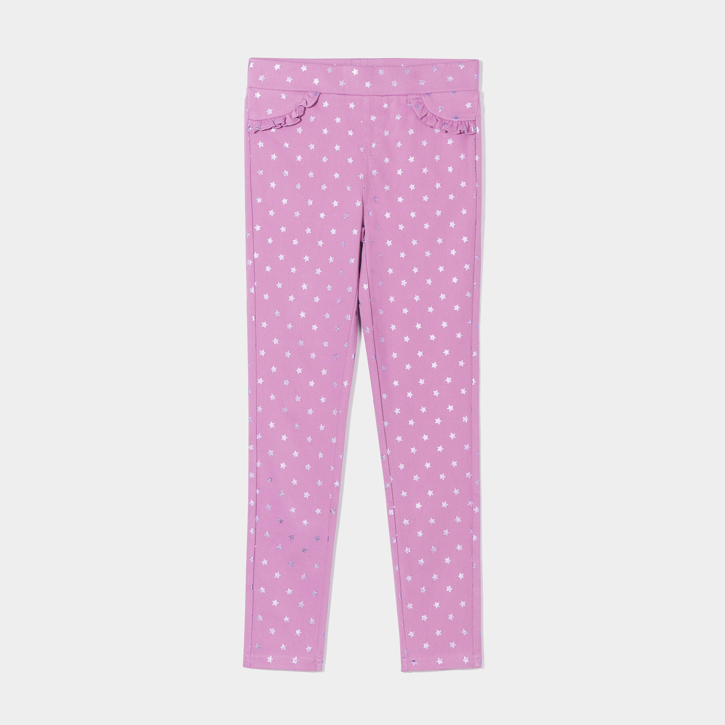 Tregging skinny avec volants mauve fille | La Halle