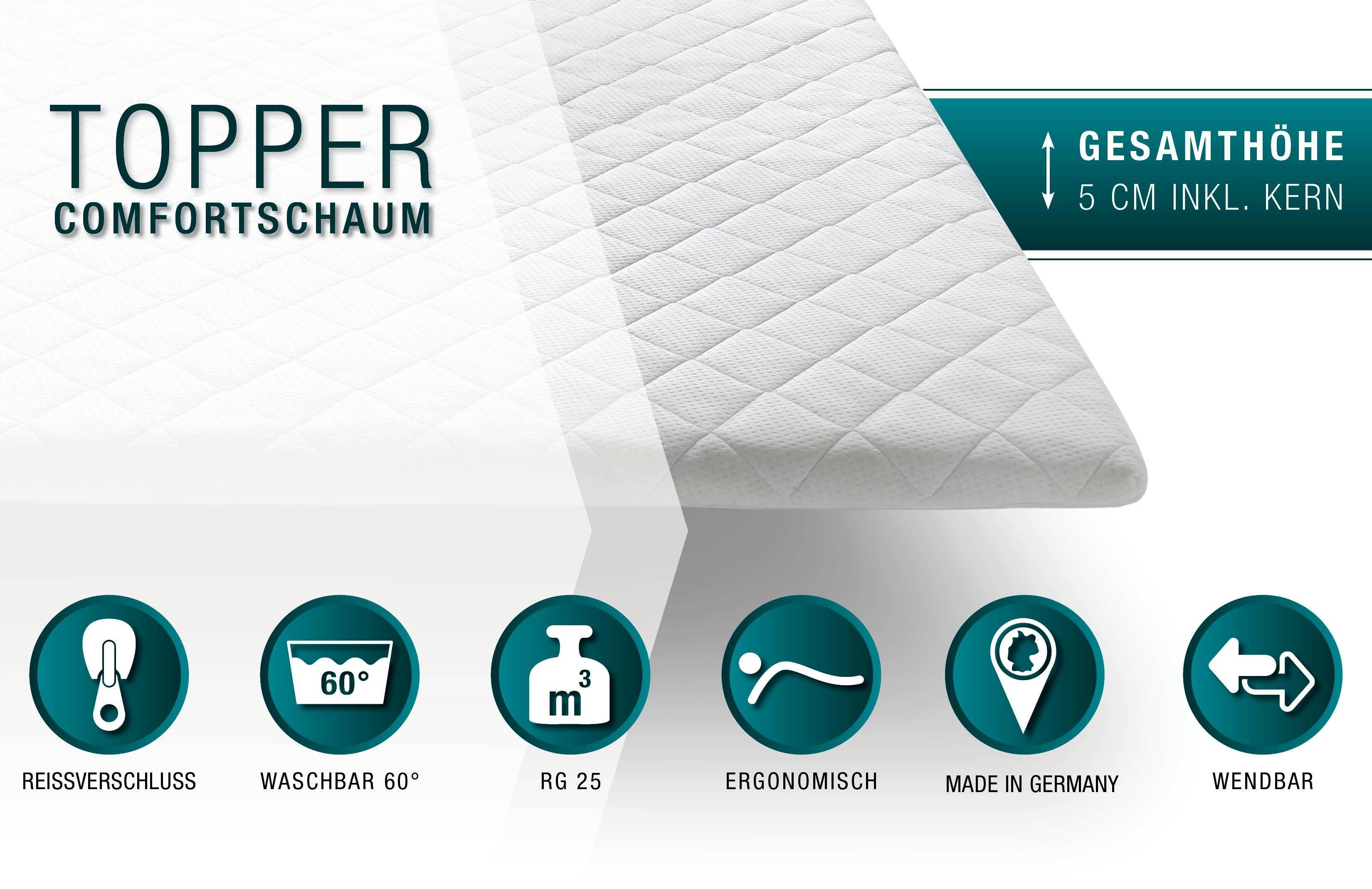 Topper, meise.möbel, 5 cm hoch, Komfortschaum