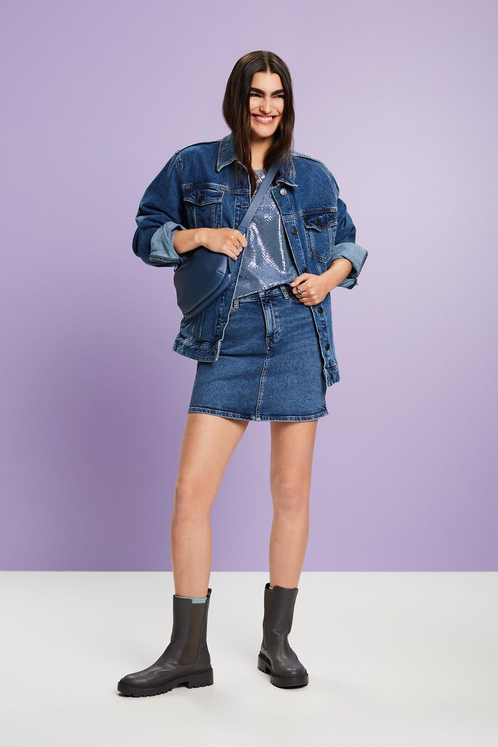 Jeans-Minirock mit Strasssteinen