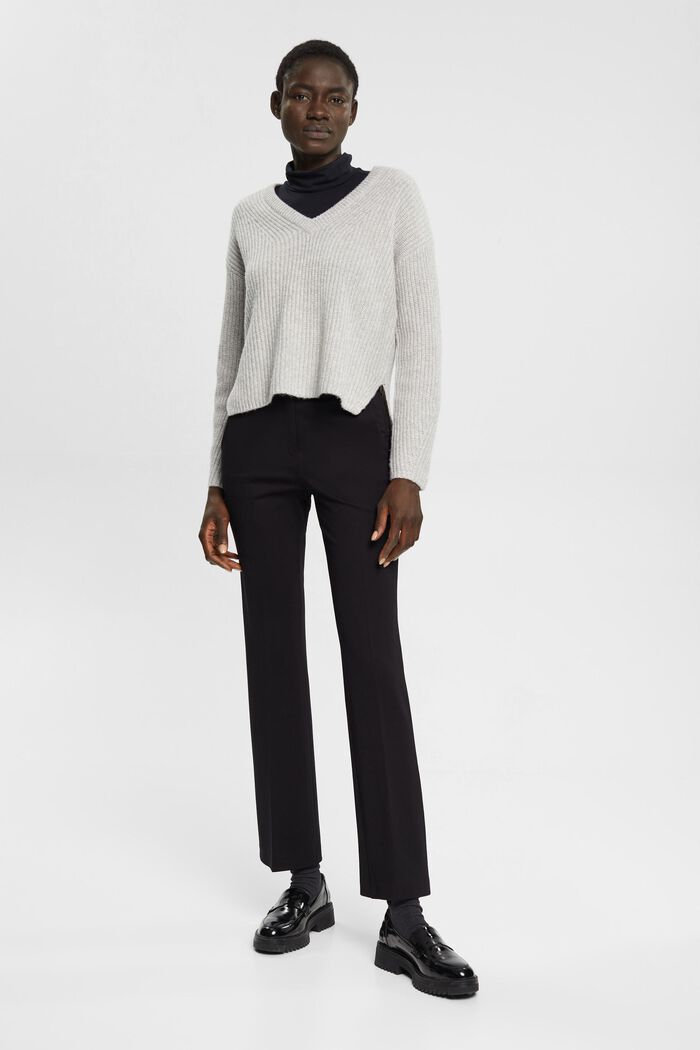 Gerippter Wollmix-Pullover