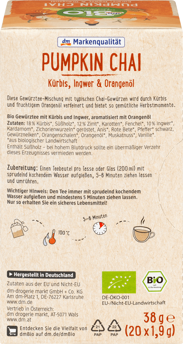 Kräutertee Pumpkin Chai (20 x 1,9g), 38 g