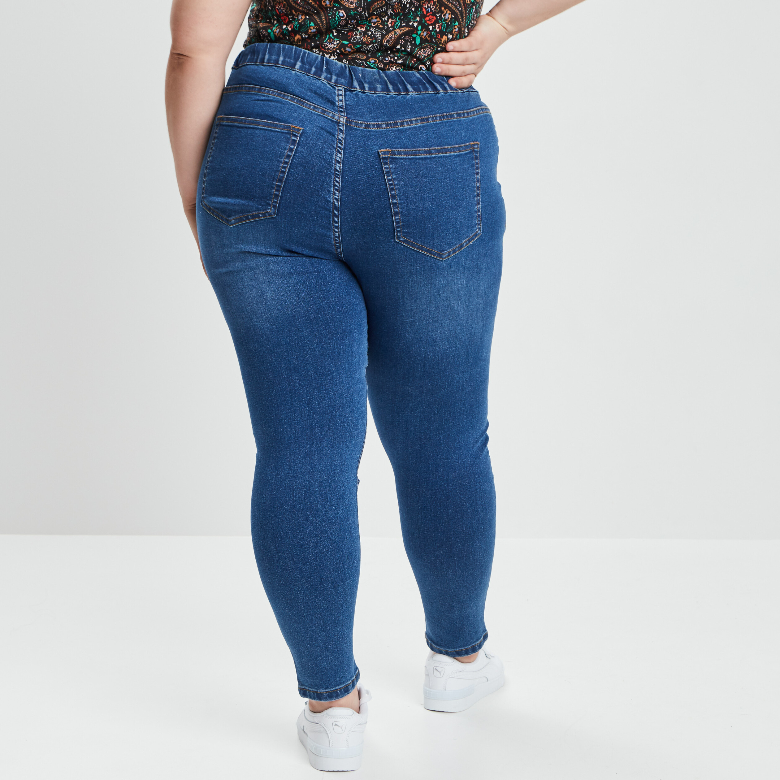 Pantalon jegging denim double stone femme grande taille | La Halle