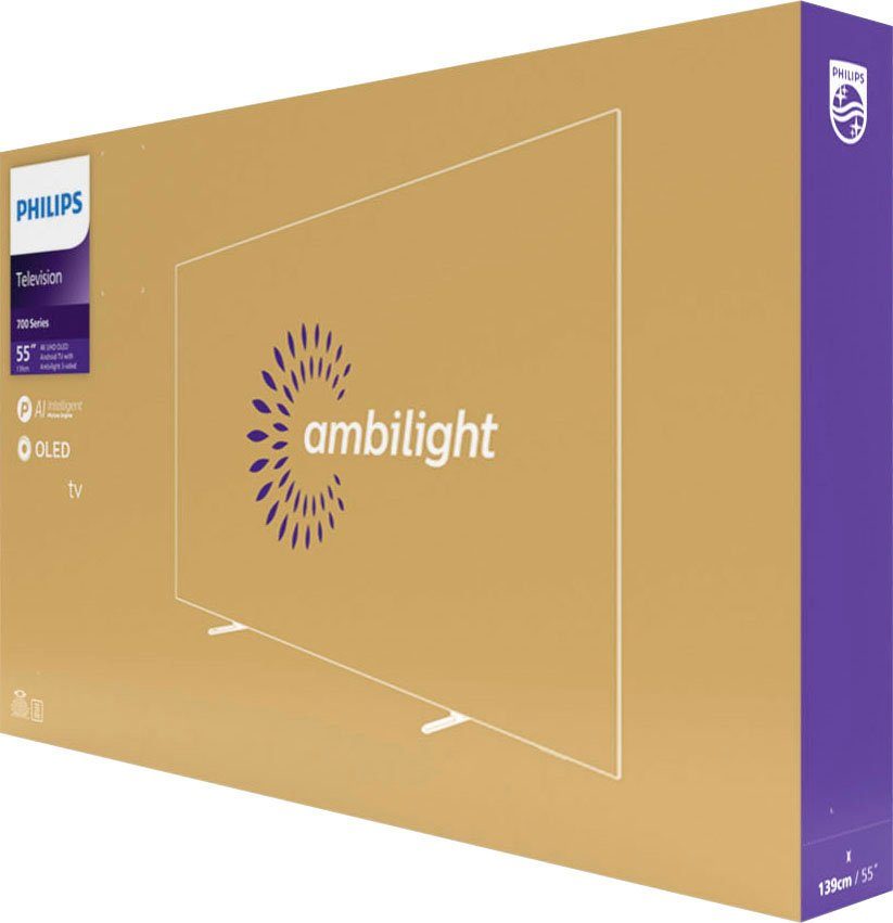 Philips 48OLED707/12 OLED-Fernseher (121 cm/48 Zoll, 4K Ultra HD, Android TV, Smart-TV, 3-seitiges Ambilight)