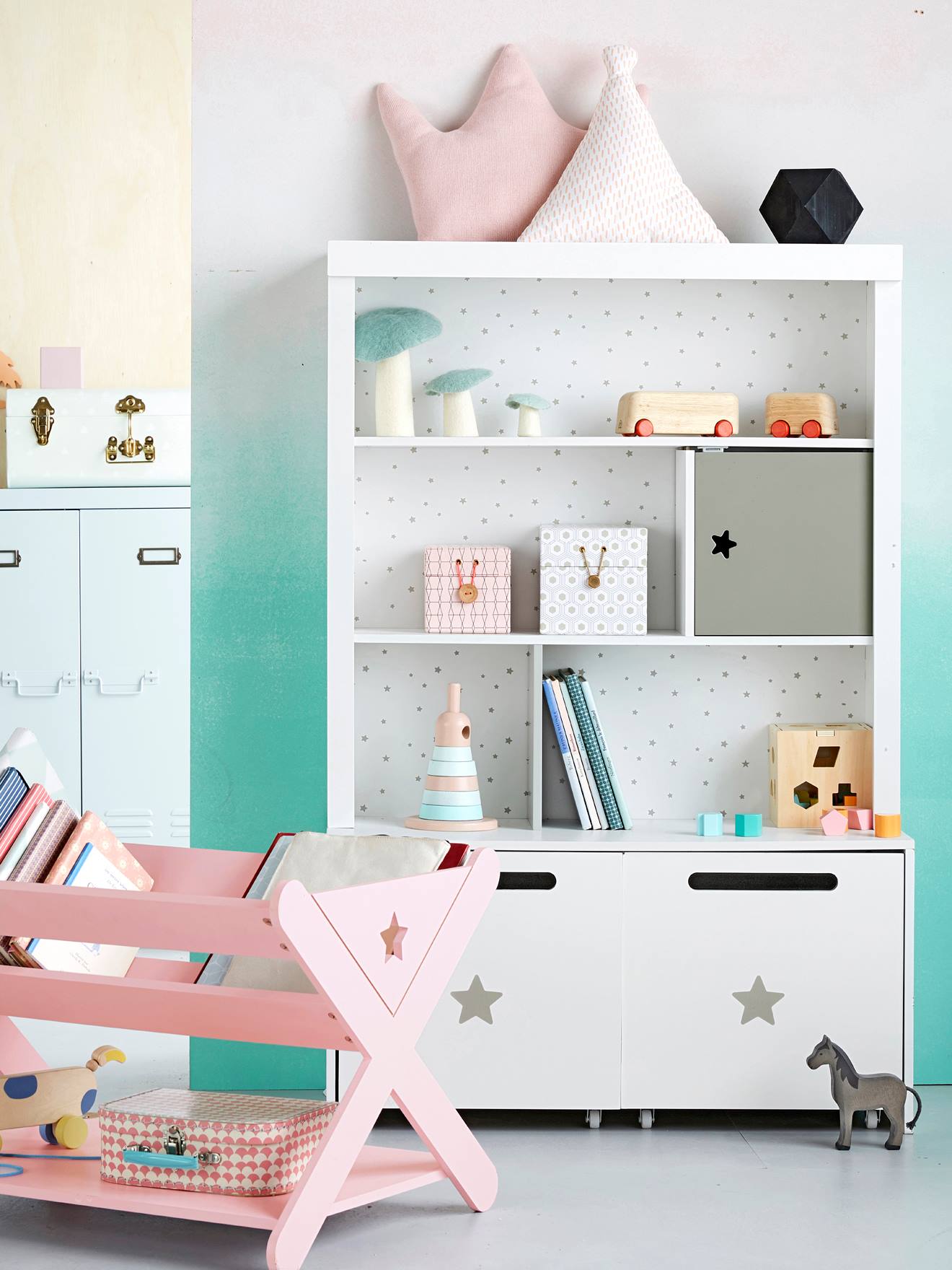 Vertbaudet Hohes Kinderzimmer Regal SIRIUS - weiß/grau