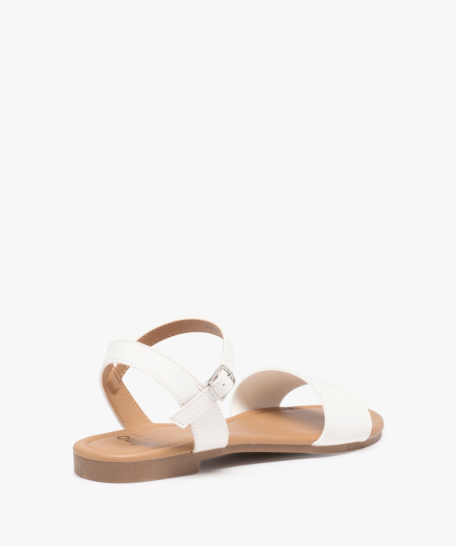 Nu-pieds femme unis à talon plat et bride large blanc | GEMO