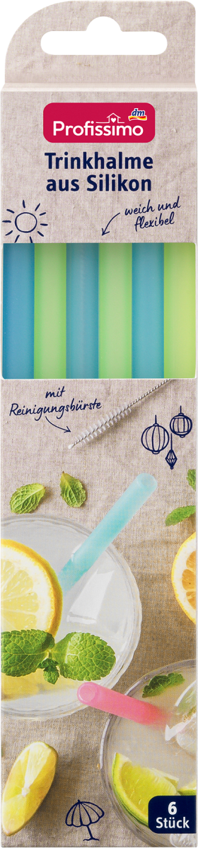 Trinkhalme aus Silikon, 6 St