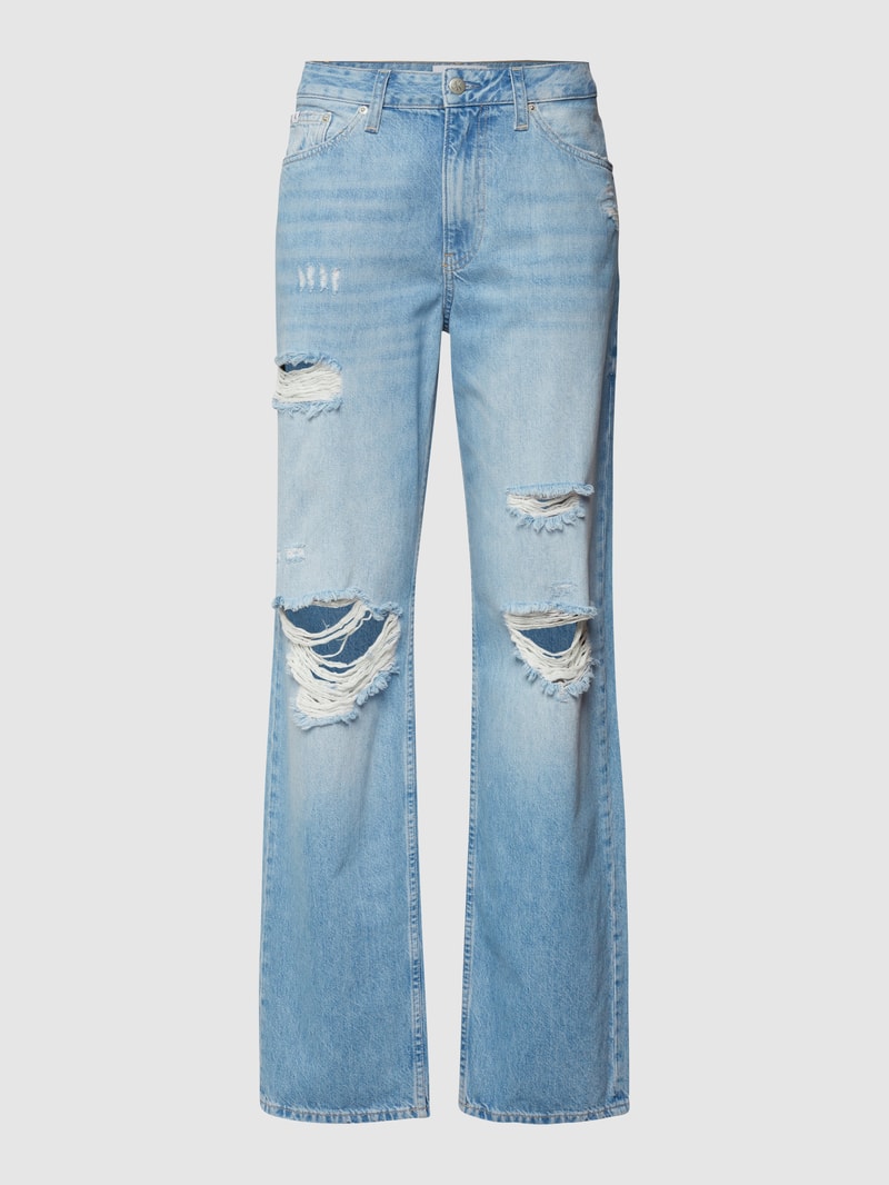 Jeans mit Label-Patch aus Leder in jeans