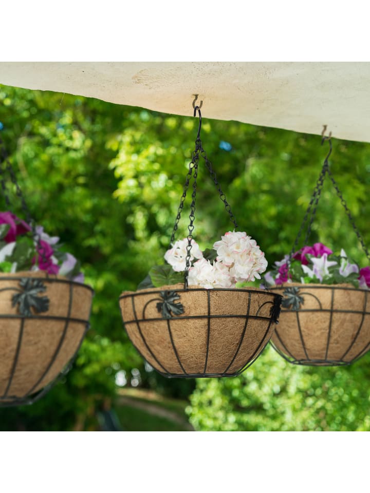 relaxdays 3 x Blumenampel in Braun/ Schwarz - (H)48 x Ø31 cm günstig kaufen onesize