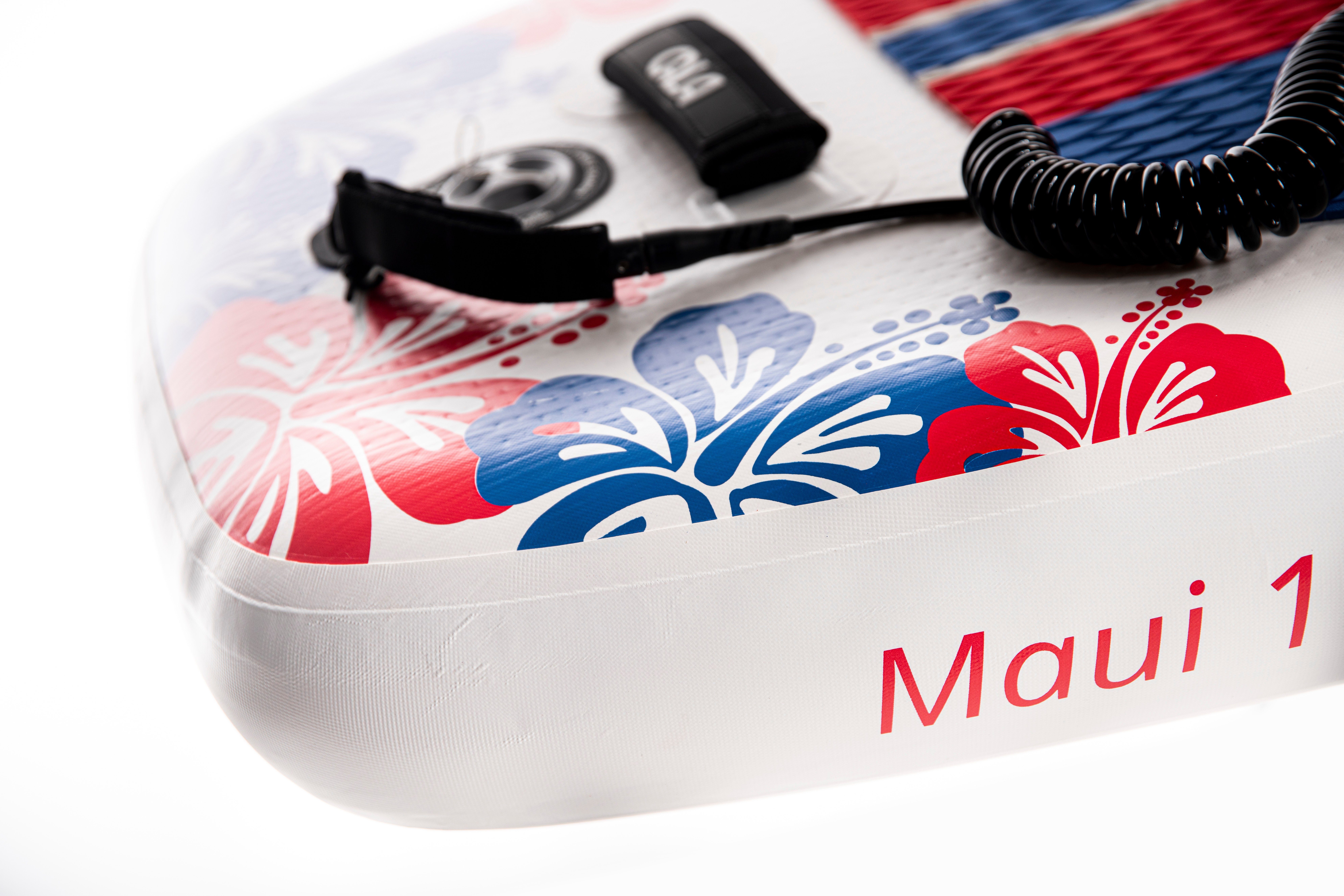 CALA SUP-Board MAUI, allround SUP- Board aufblasbar (inflatable), (Komplett-Set, SUP BOARD inkl. Rucksack-Trolley, Leash zu Sicherung, 3 abnehmbaren Finnen, Double Action Pumpe, Carbon-Paddel (775g), Reparatur Kit und Kamera Halterung), Allrounder fü