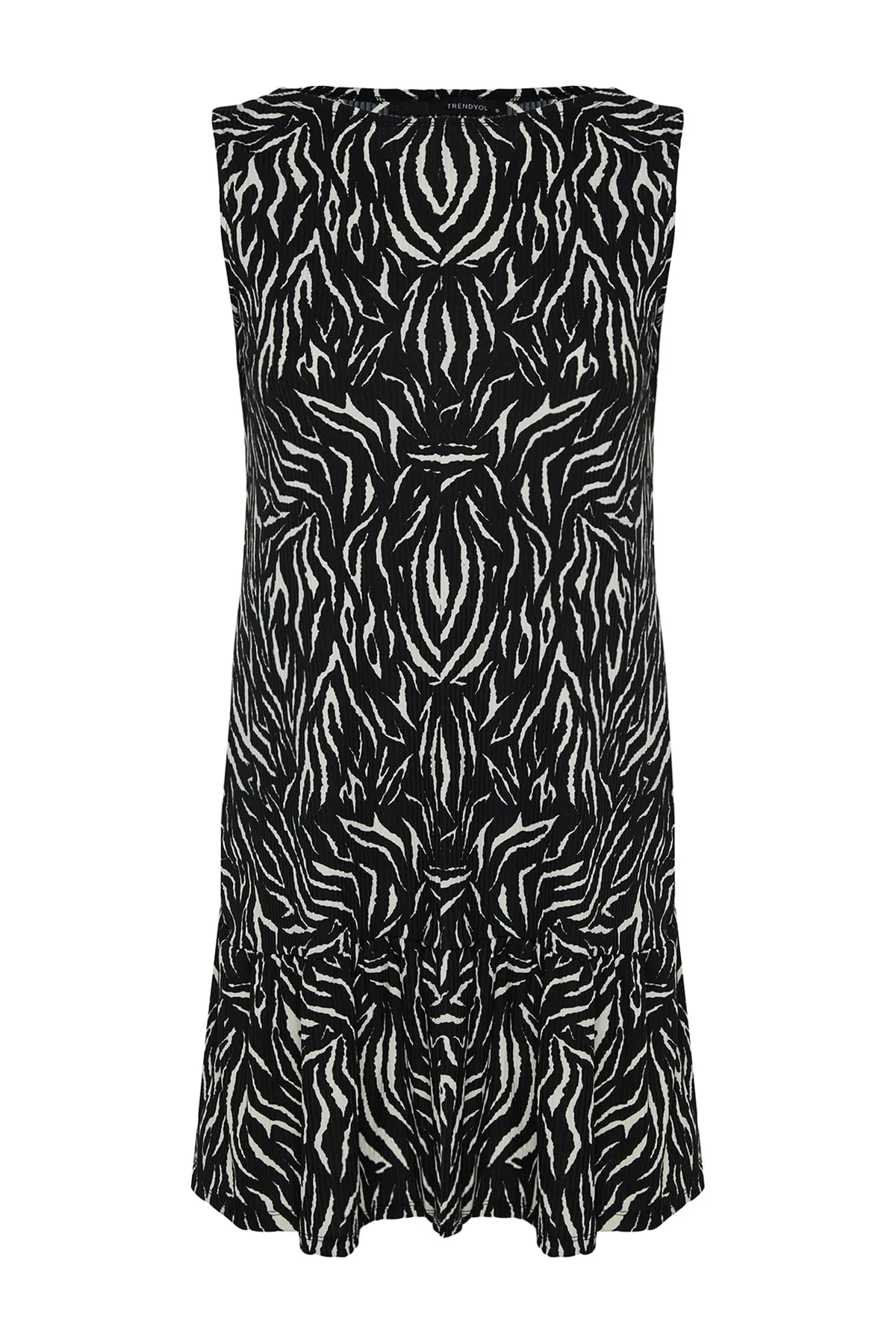 Trendyol Collection  Schwarzes Strickkleid mit Zebramuster TWOSS22EL0794