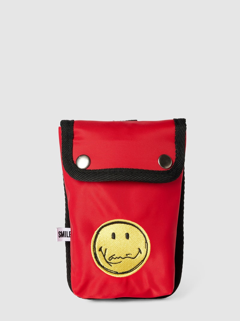 Handytasche mit Motiv-Stitching in rot