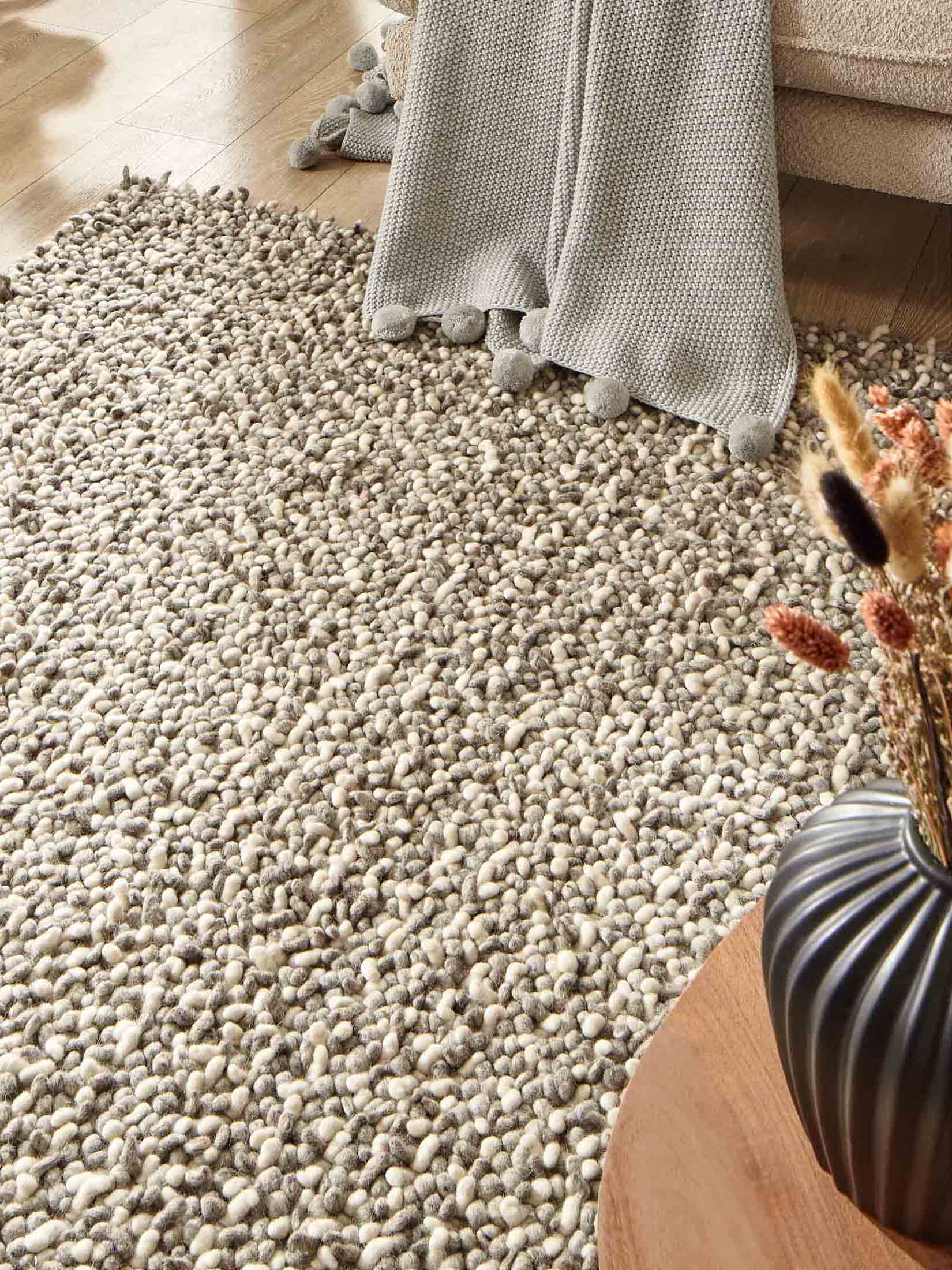 Melbu Woll-Teppich, Grey/White