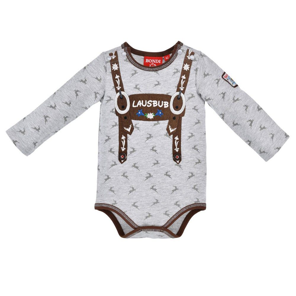 BONDI Strampler BONDI Baby Langarm Body 'Lausbub' 91582, Grey Mel