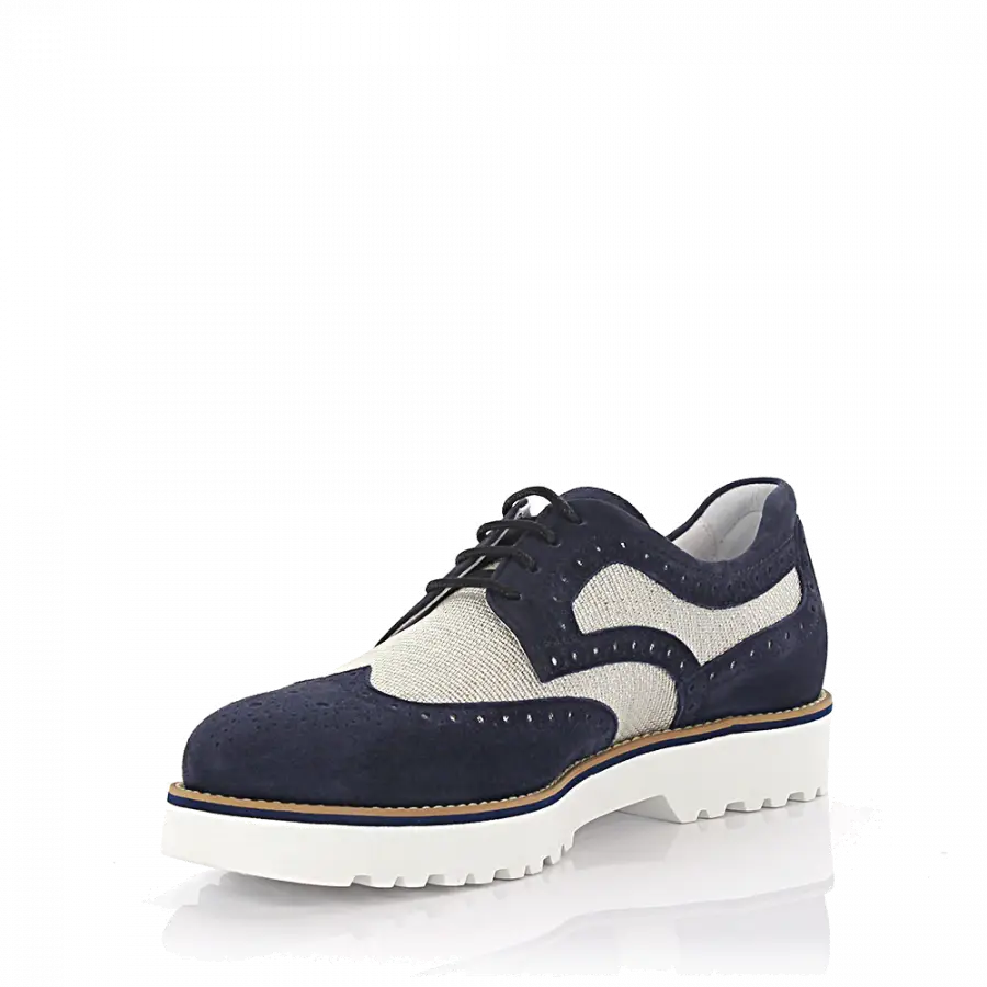Hogan - Schnürer Veloursleder Lochmuster blau-kombi - blau