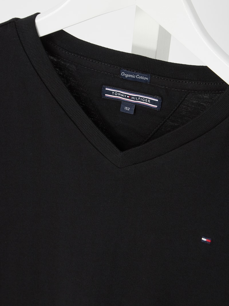 T-Shirt mit Logo-Stickerei in schwarz
