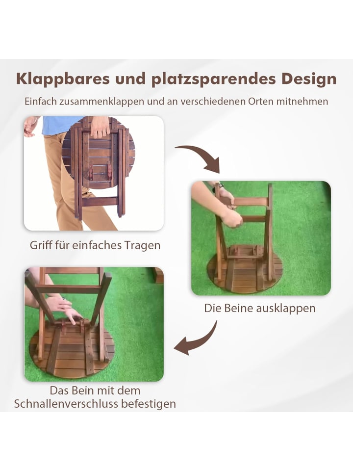 COSTWAY Gartentisch Akazienholz 46x46x45cm in Braun günstig kaufen onesize