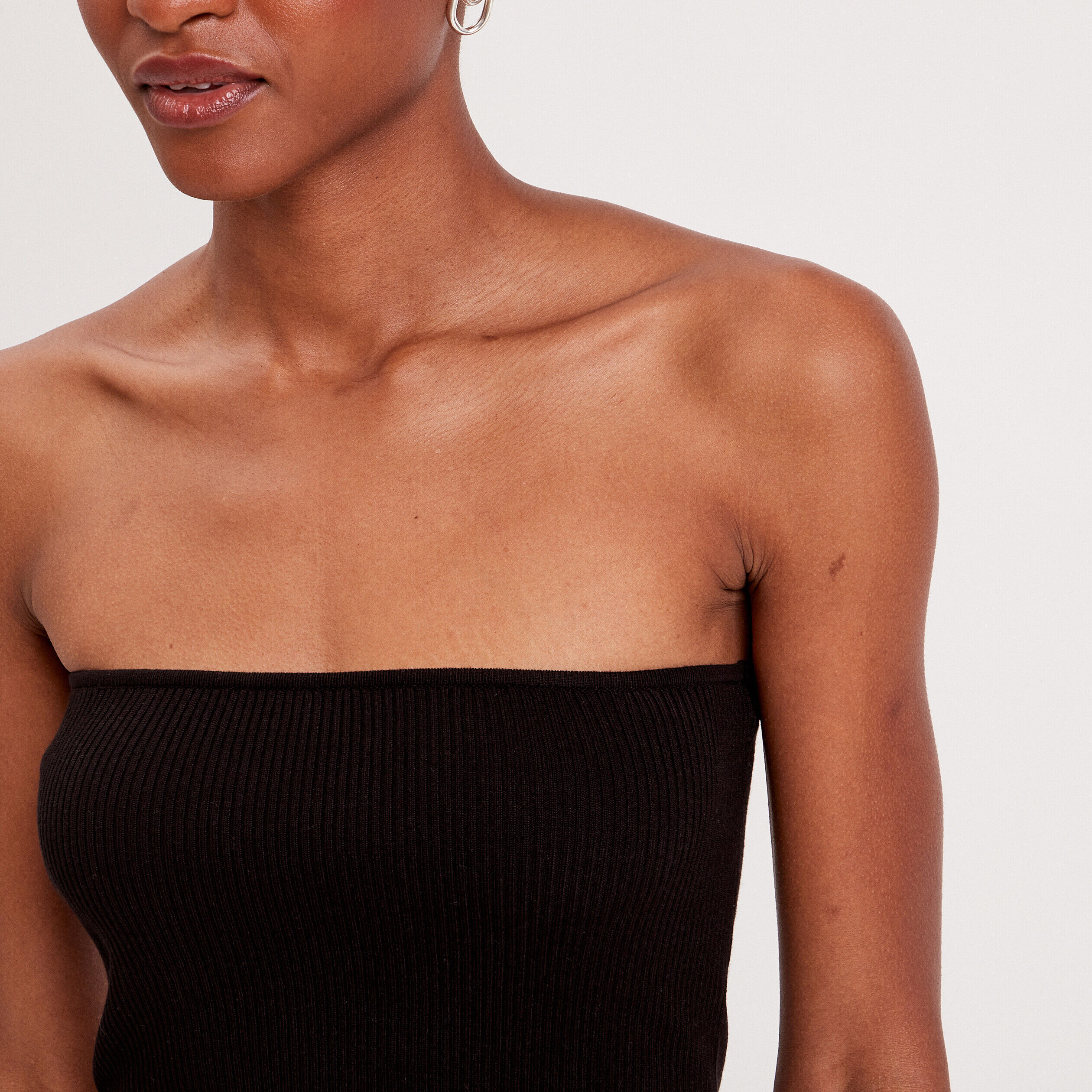 Crop top pull bustier noir femme | Cache Cache