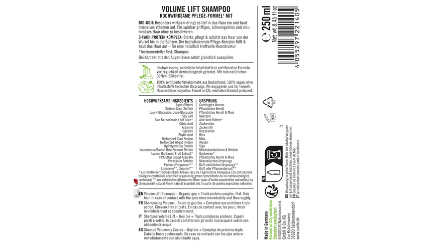 SANTE VOLUME LIFT Shampoo 250 ml