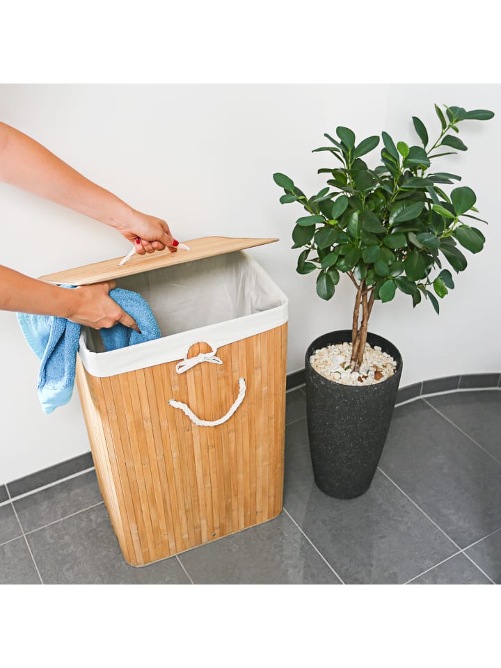 relaxdays 3 x Wäschekorb in Natur - (B)43,5 x (H)65,5 x (T)33,5 cm günstig kaufen onesize