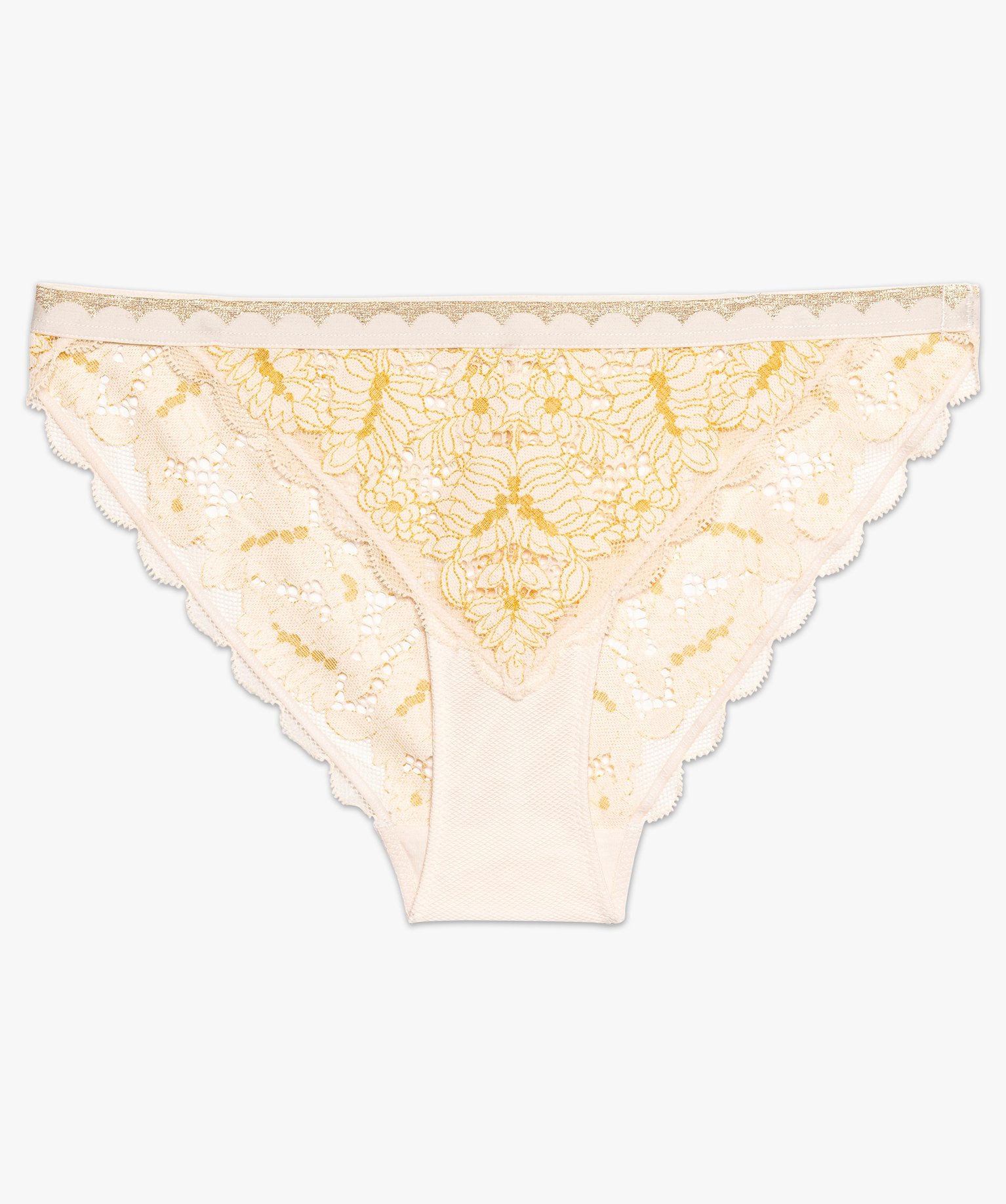 Culotte femme à dentelle bicolore et ceinture pailletée multicolore | GEMO