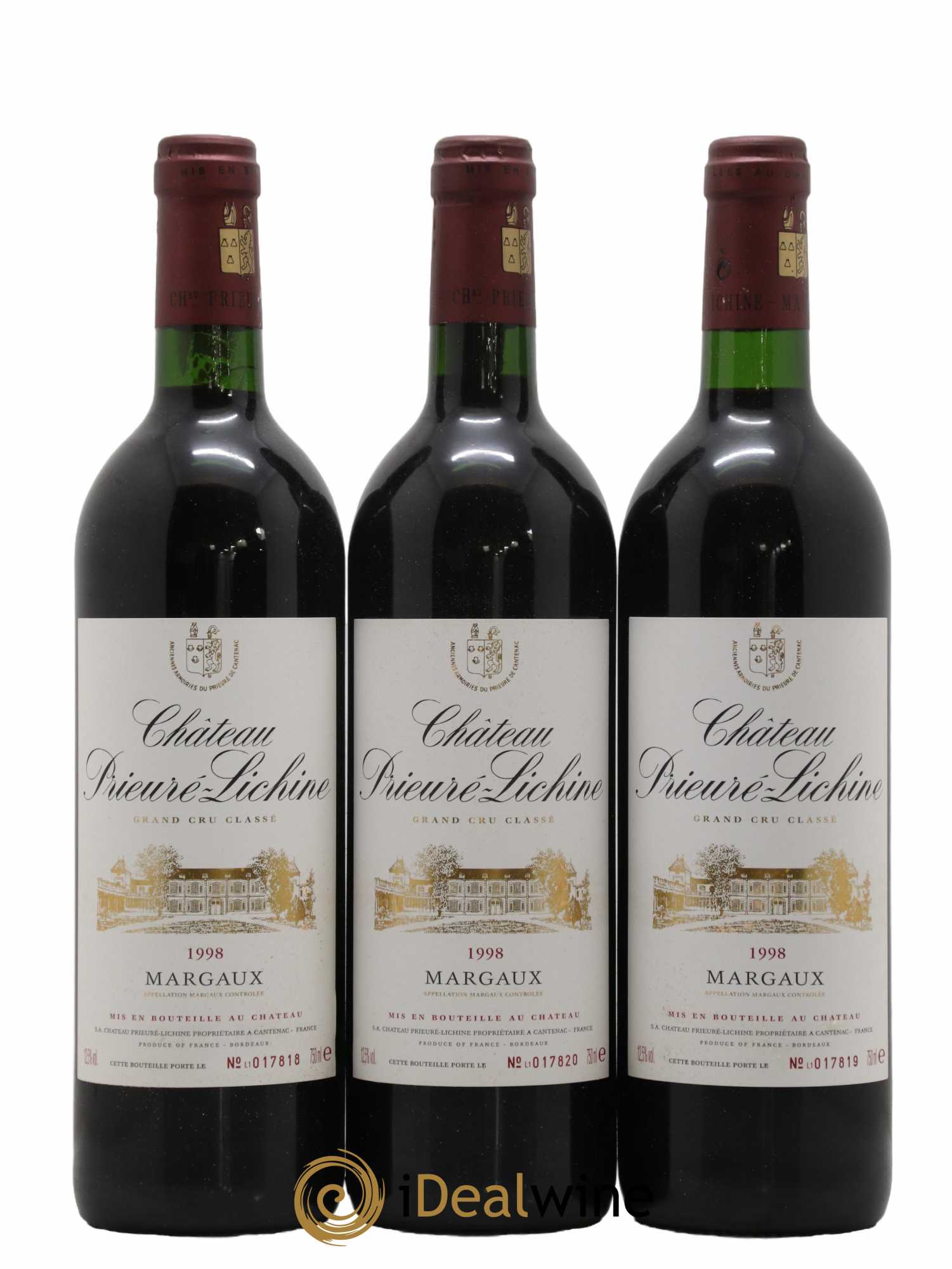 Château Prieuré Lichine 4ème Grand Cru Classé  1998 - Lot de 12 Bouteilles