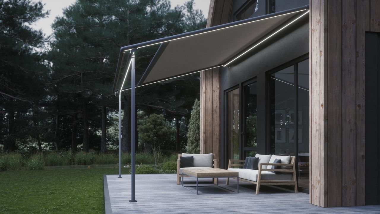 Spettmann Pergola-Markise FLEX, Gestell anthrazit, Uni beige,  500x300cm mit Funkmotor, LED-Beleuchtung