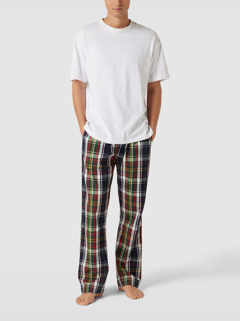 Pyjama-Hose mit elastischem Logo-Bund Modell 'CHECK' in dunkelblau