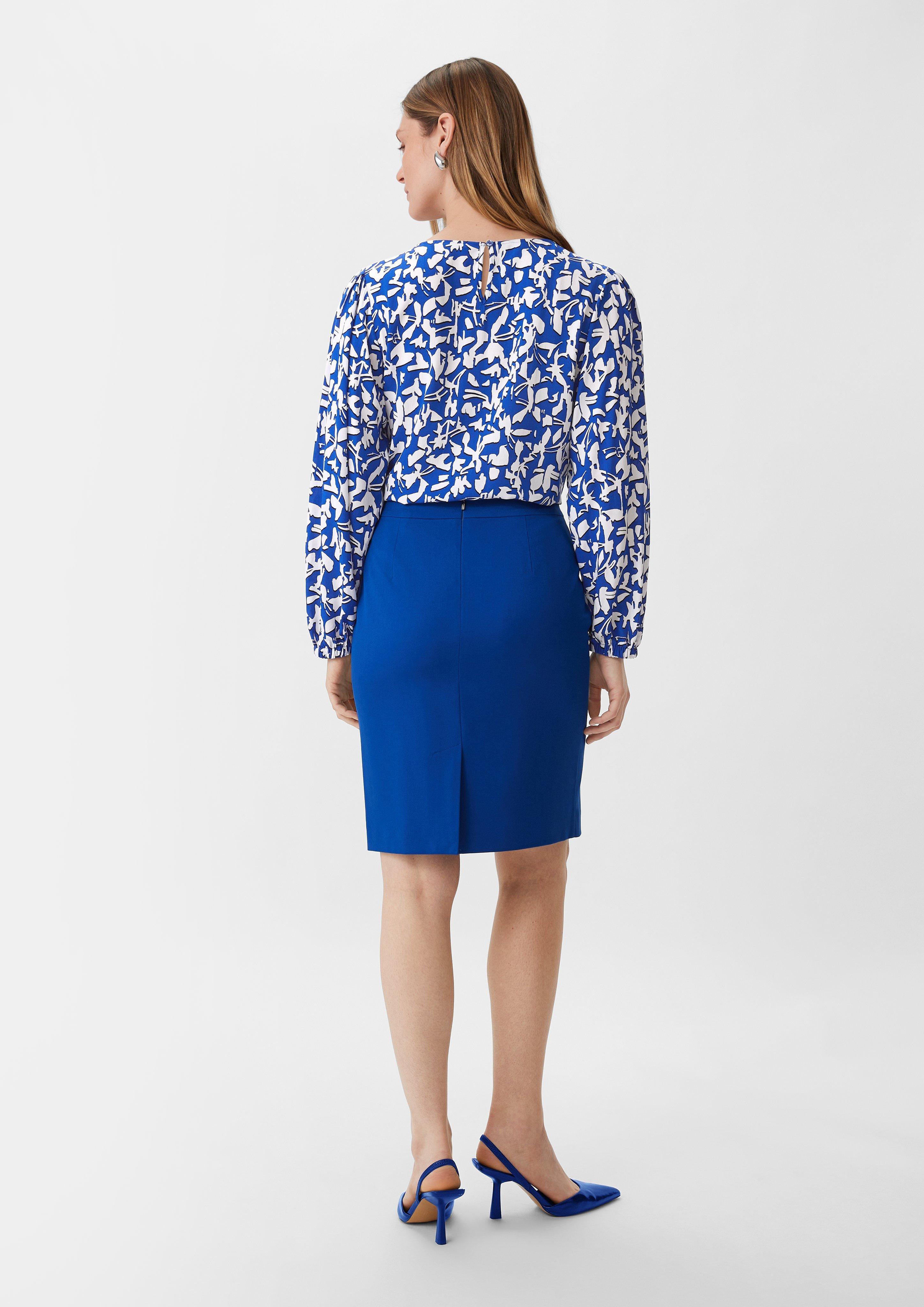 Gemusterte Bluse aus Viskose - royalblau