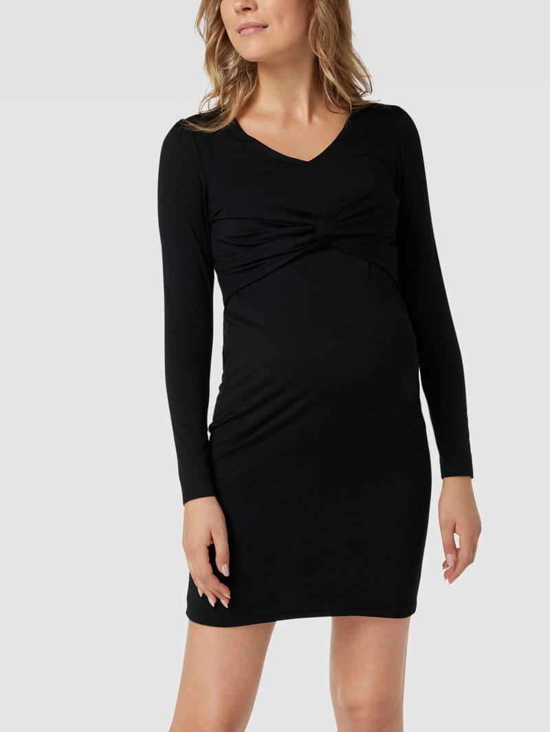Umstands-Kleid mit Drapierung in schwarz