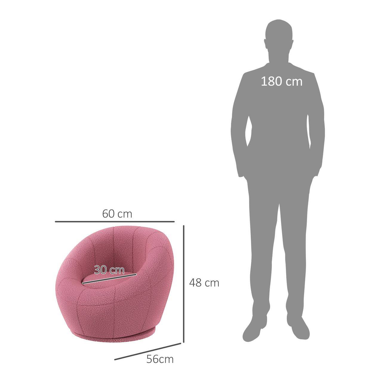HOMCOM Loungesessel Einzelsessel Drehbarer Polstersessel bis 120 kg Belastbar