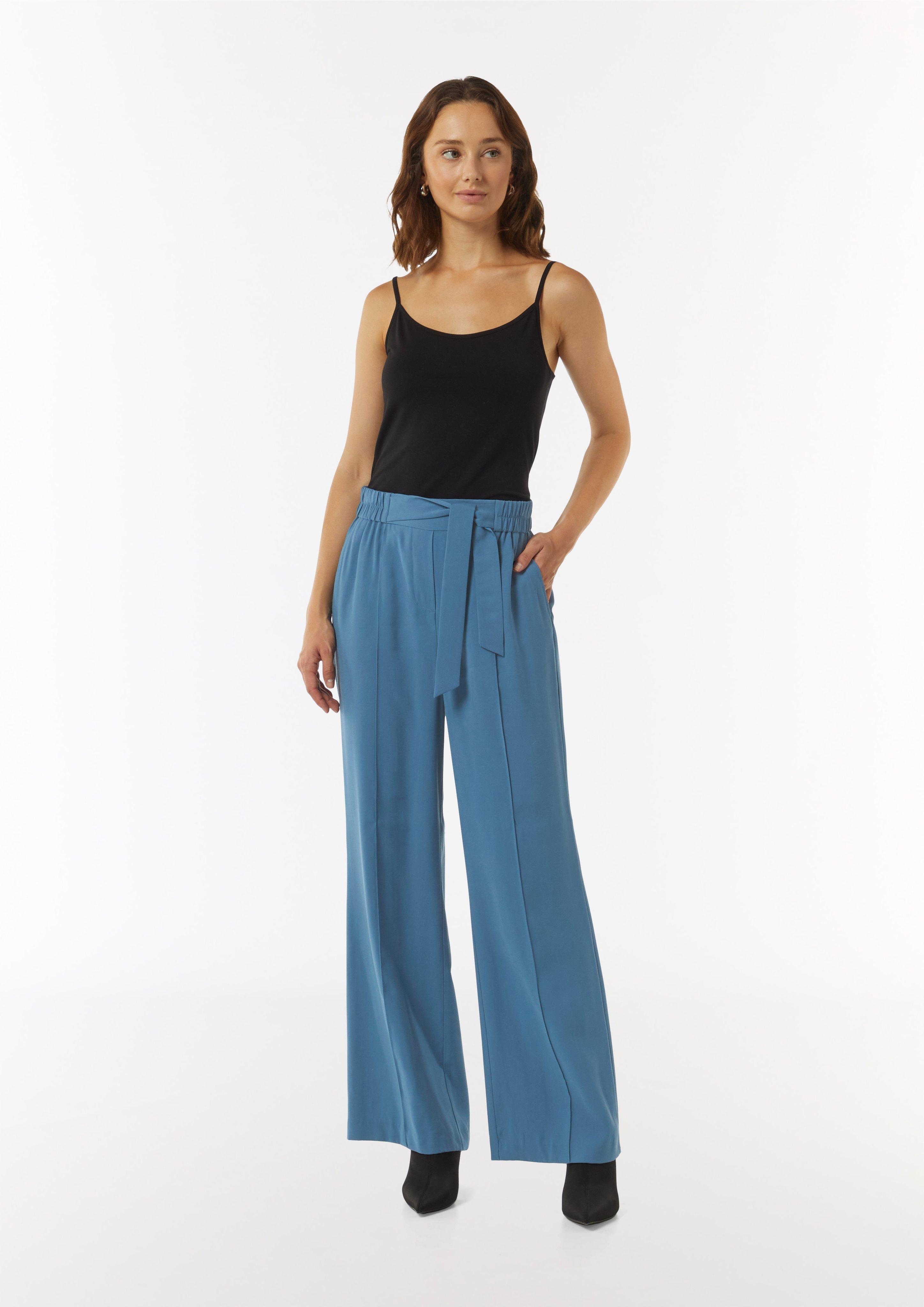 High Waist-Schlupfhose mit Piquestruktur - royalblau