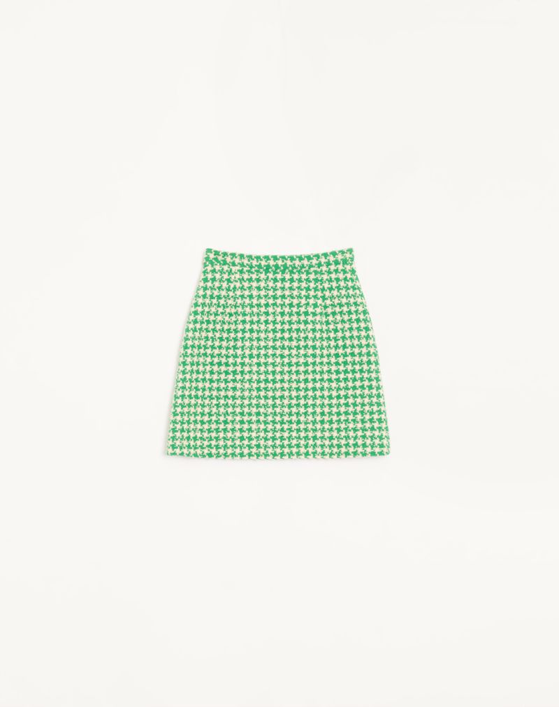 Saia curta em tweed pied-de-poule