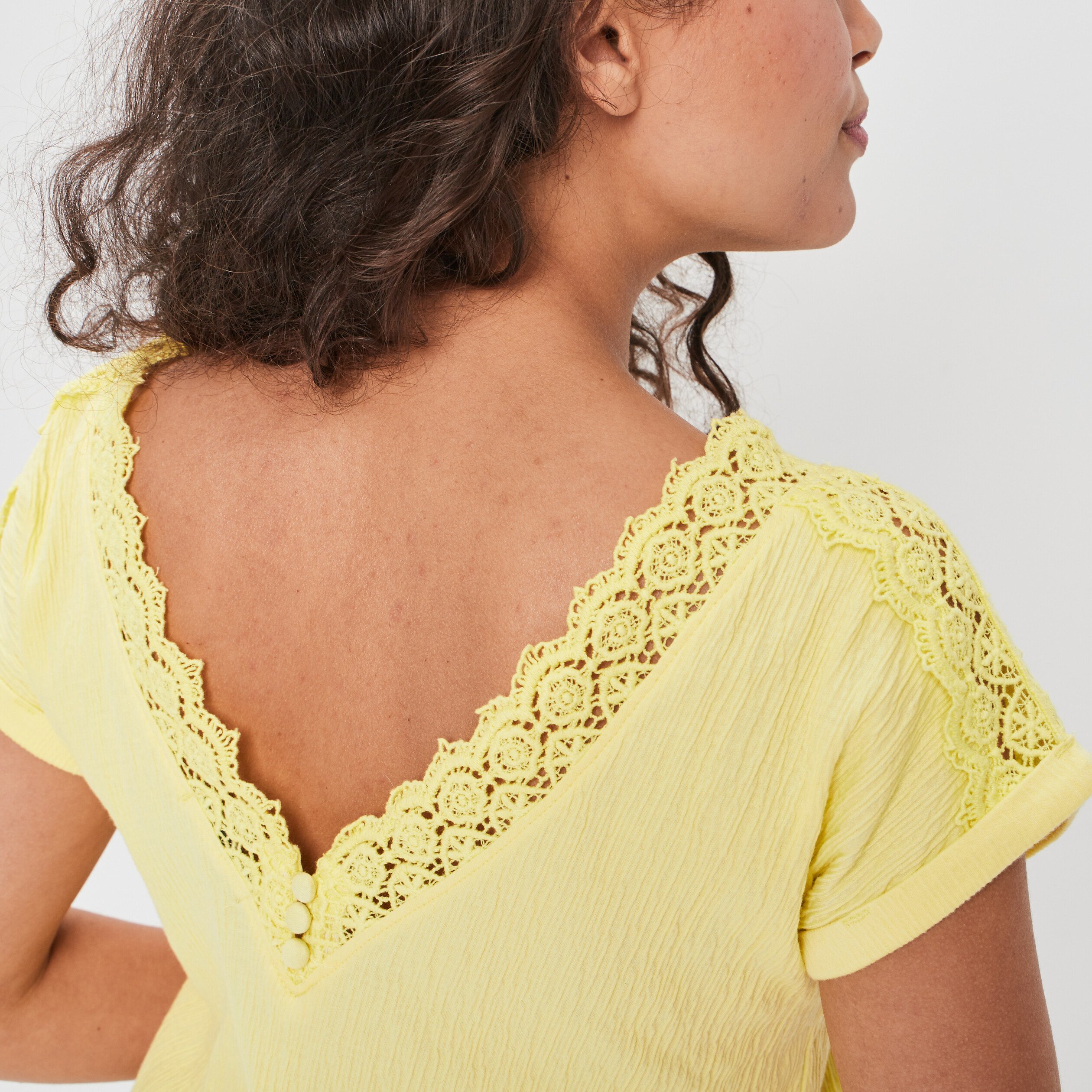 T-shirt manches courtes jaune citron femme | La Halle