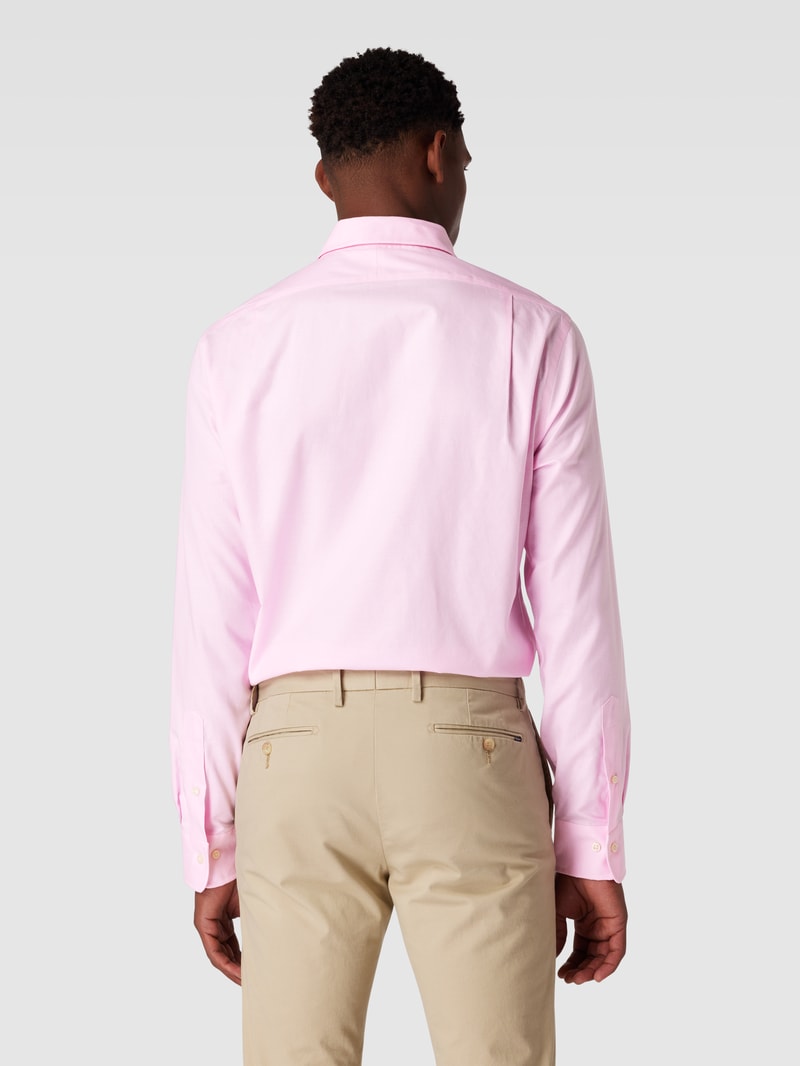 Slim Fit Business-Hemd mit Logo-Stitching in pink