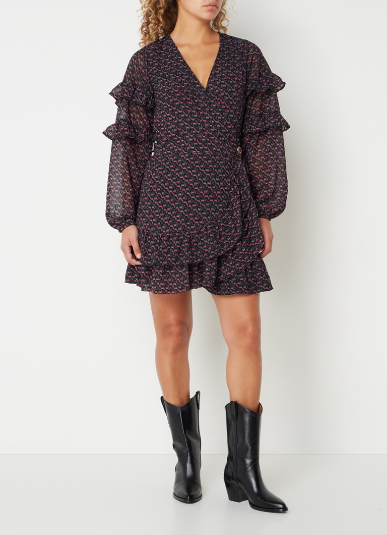 Vestido túnica corto Vanna de NIKKIE con volantes y estampado.