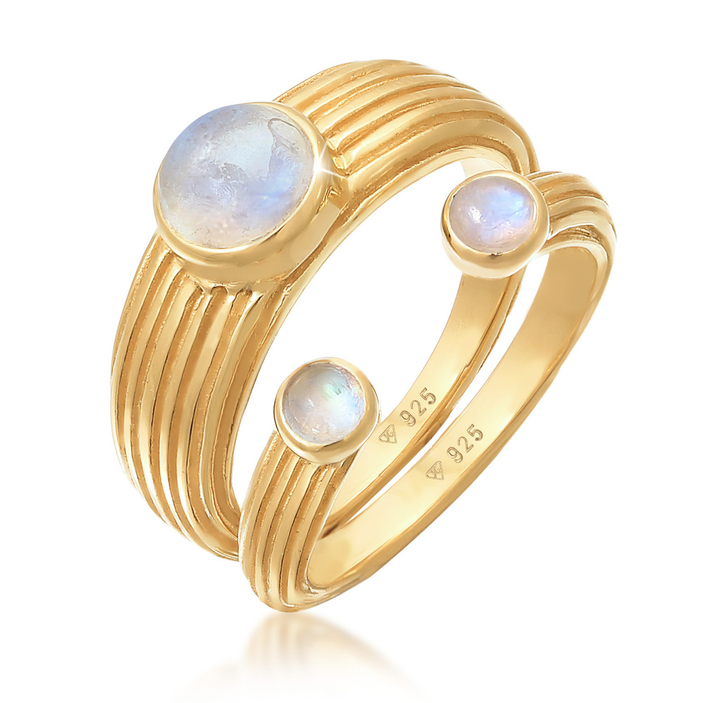 Elli PREMIUM Elli PREMIUM Bague Bague Signet pour Femme - Ensemble classique ouvert avec pierr Bague