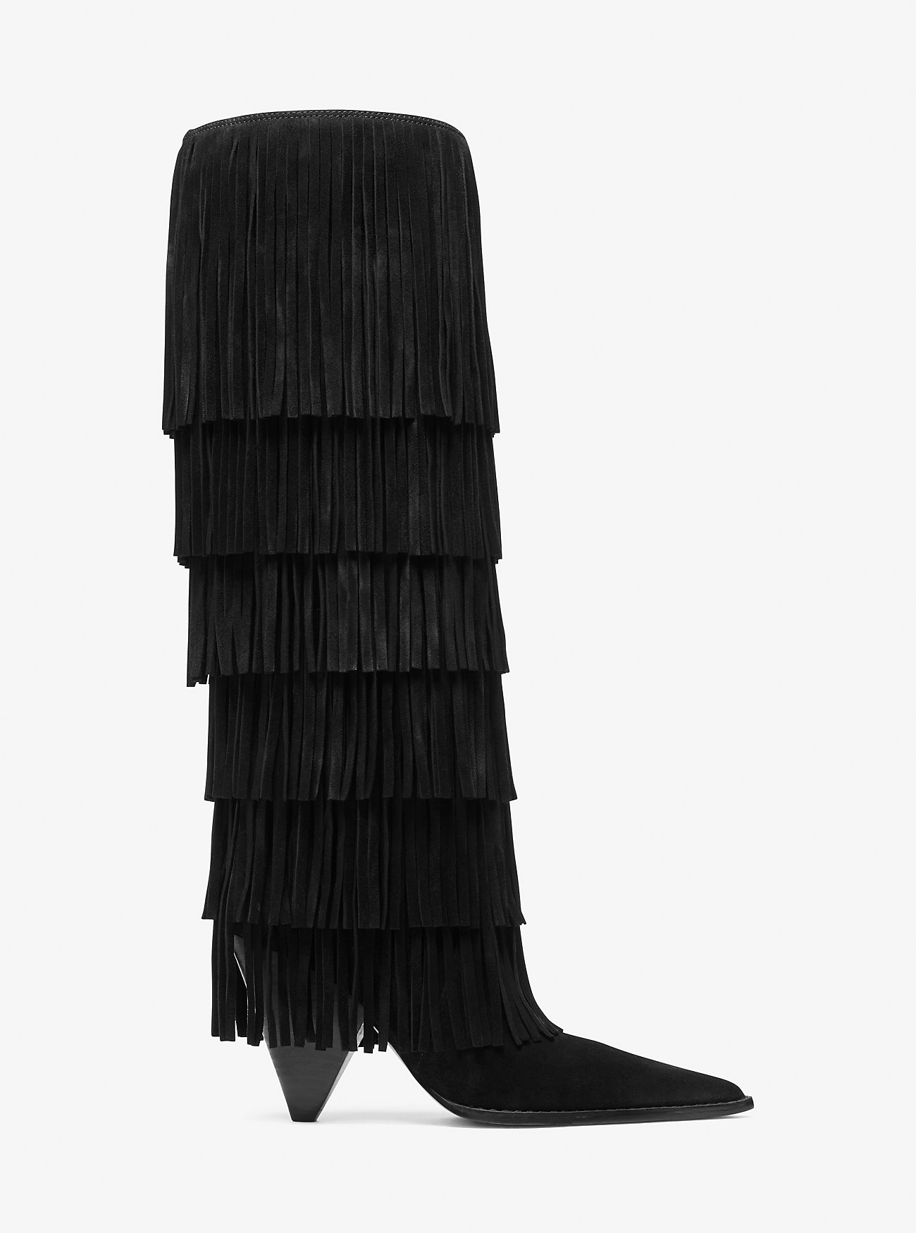 Jayla Suede Fringed Boot - BLACK