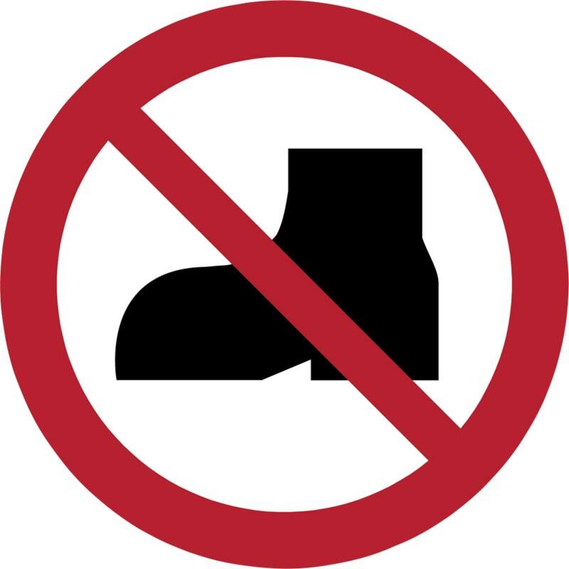 Djois Warnschild Tragen von Straßenschuhen verboten Klebstoff, einschraubbar PP (Polypropylen) 10 (B) x 0,14 (H) cm 3 Stück