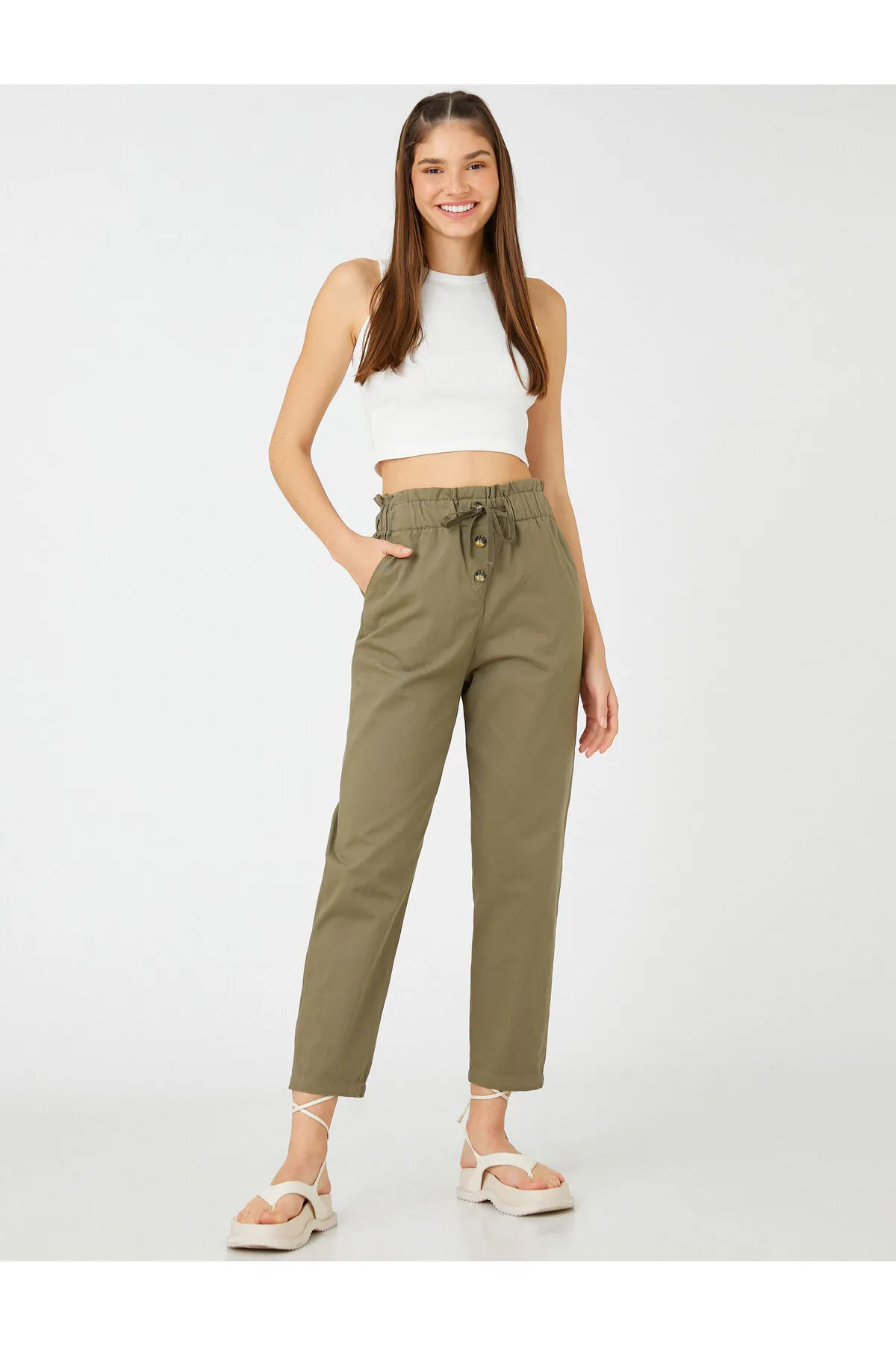 Koton  Karottenhose mit Taschendetail zum Binden an der Taille