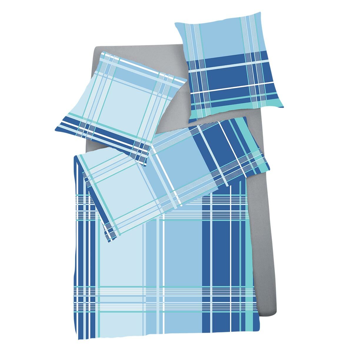 Bettwarenshop Feinbiber Bettwäsche Streifen blau-grün