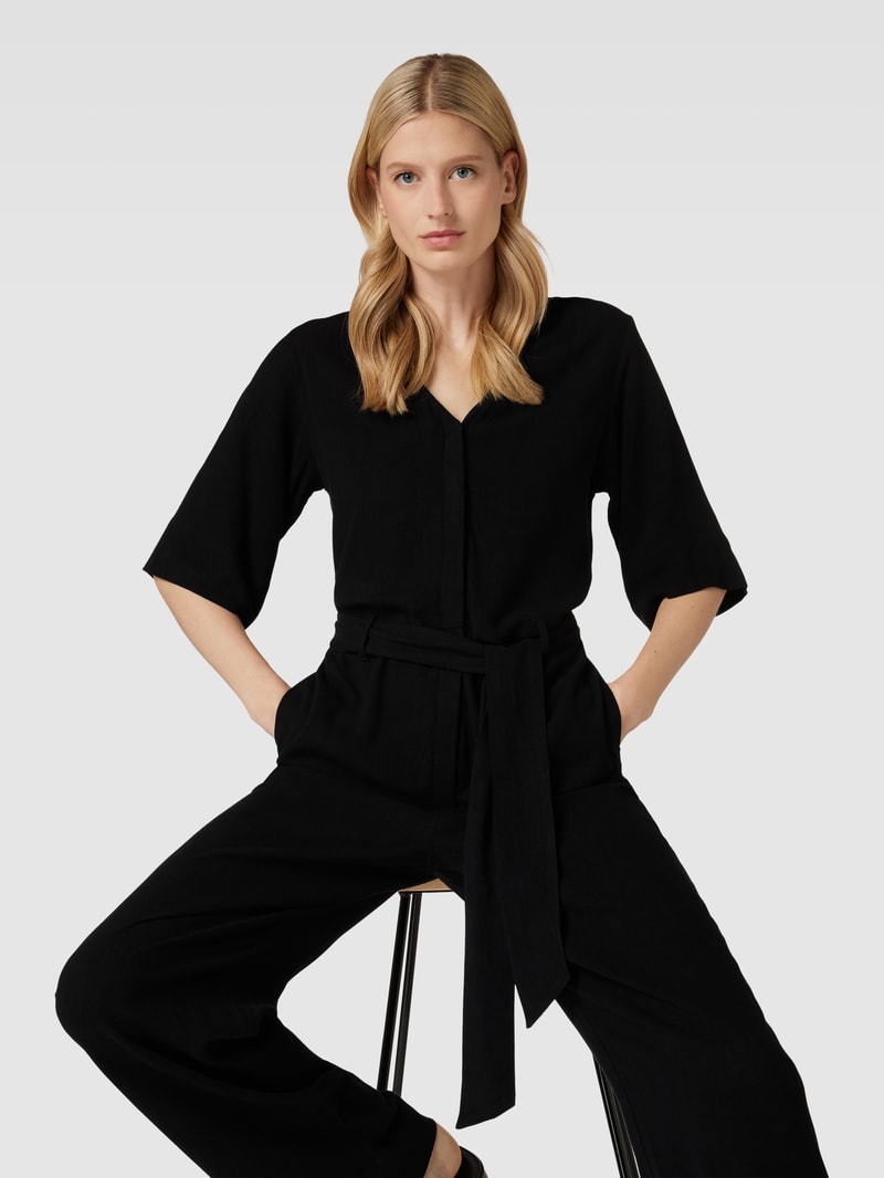 Jumpsuit mit V-Ausschnitt Modell 'VIVA' in schwarz