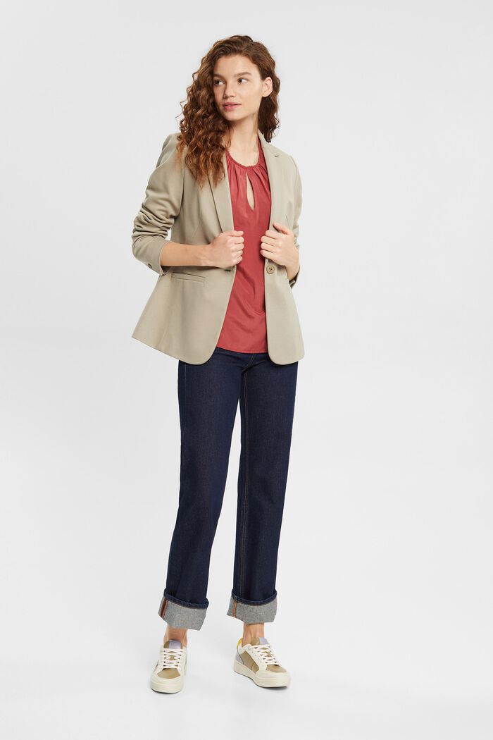 Bluse mit Keyhole-Detail, LENZING™ ECOVERO™