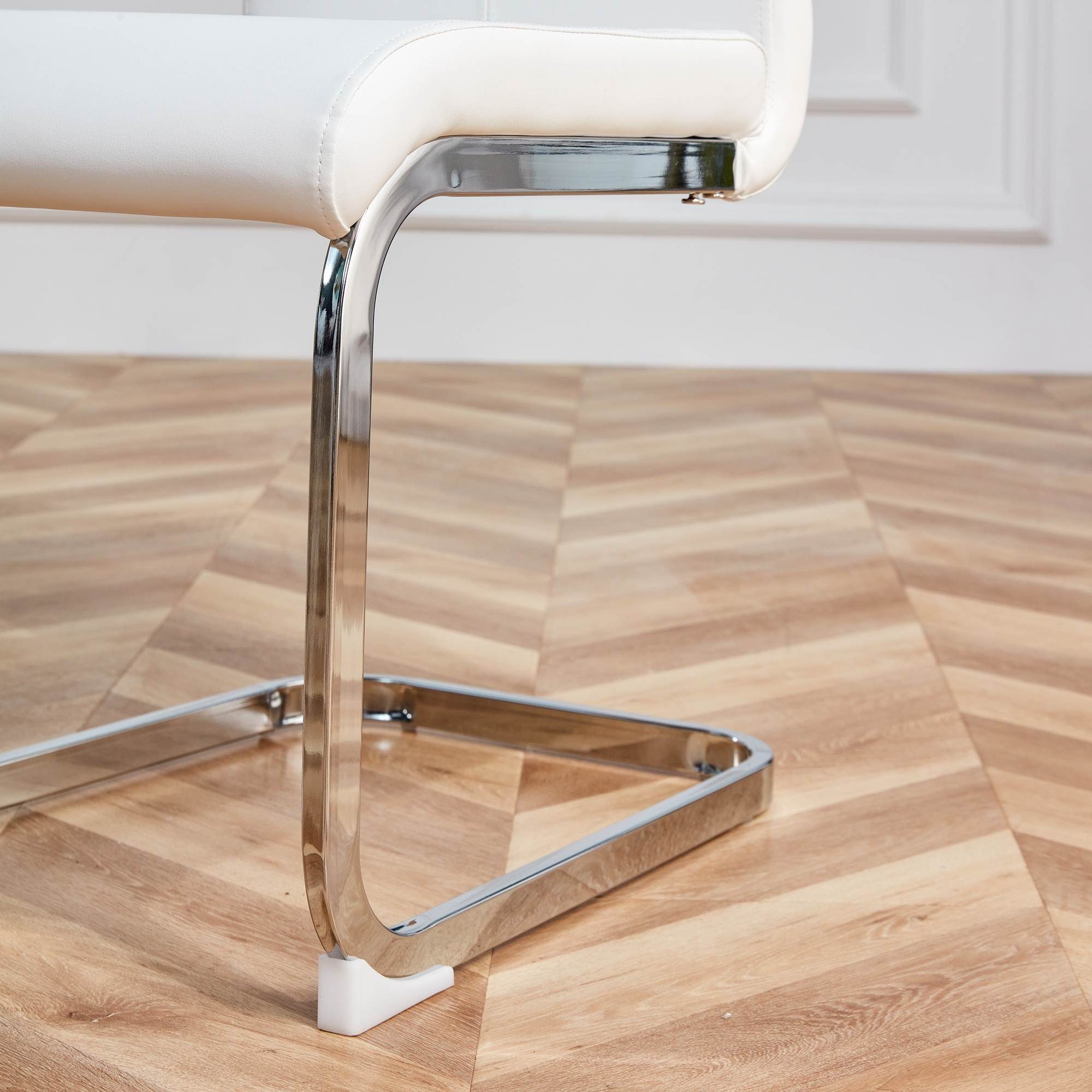 WISHDOR Freischwinger 4er Schwingstuhl Esszimmerstuhl Küchenstuhl Polsterstuhl Polster Stuhl (nur 4 Stühle ohne Esstisch, Kunstleder, Kunstlederstuhl, Kunstlederstühle), Bis 120 kg, belastbar, Set, 4 St
