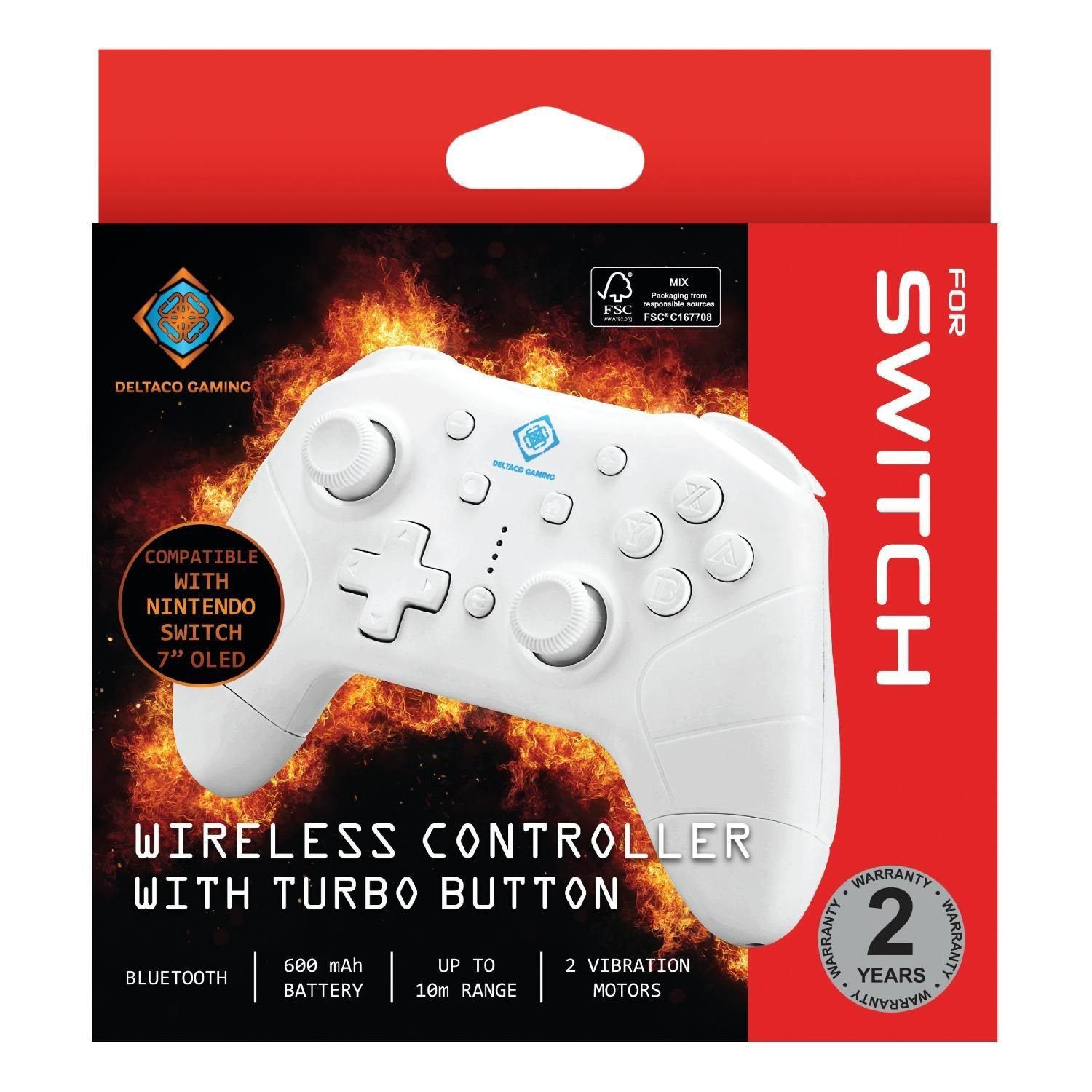 DELTACO Nintendo Switch Gaming Controller Bluetooth 600 mAh Gaming-Controller (3D Joysticks, Bluetooth, Wireless)