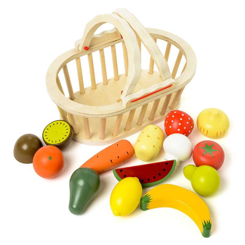 Panier de 13 fruits et légumes en bois Oxybul