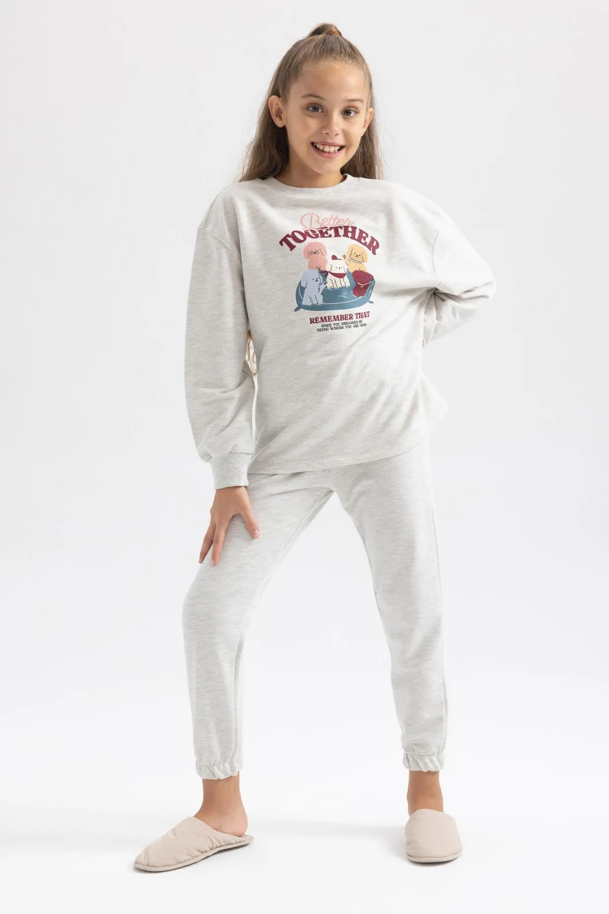 DeFacto  Bedrucktes Langarm-Pyjama-Set für Mädchen